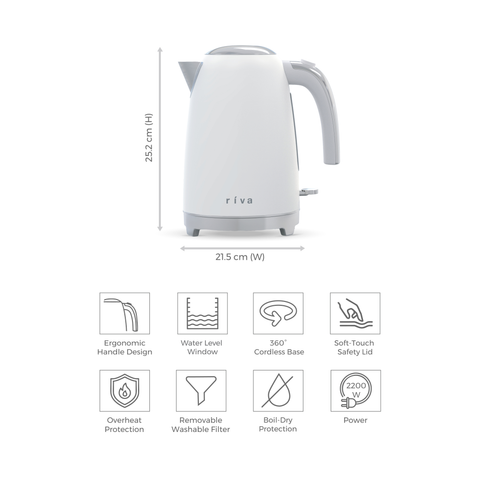 Stainless Steel Kettle 1.7L - Matt White