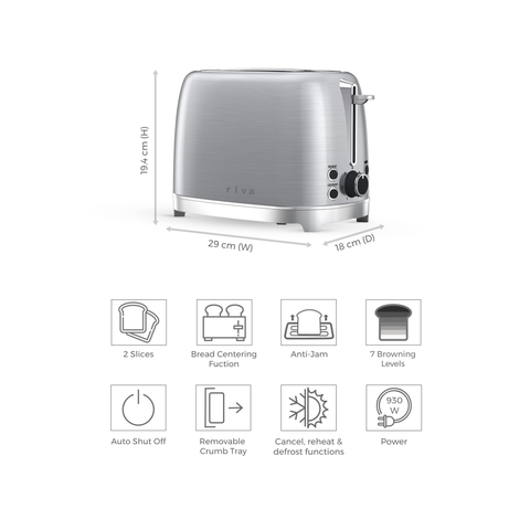 Stainless Steel 2-Slice Toaster - Brushed