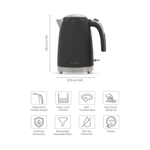 Stainless Steel Kettle 1.7L - Matt Black